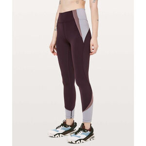 Lululemon In Movement Tight 25" Blocked High-Rise Legging Plum Shadow Purple 0